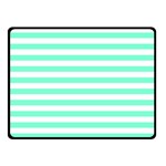 Horizontal Stripes - White and Aquamarine Fleece Blanket (Small) (One Side)