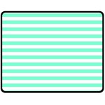 Horizontal Stripes - White and Aquamarine Double Sided Fleece Blanket (Medium) (Two Sides)