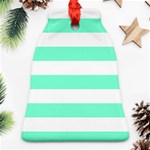 Horizontal Stripes - White and Aquamarine Ornament (Bell)