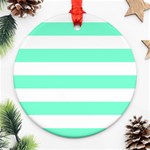 Horizontal Stripes - White and Aquamarine Ornament (Round)