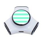 Horizontal Stripes - White and Aquamarine Portable USB Hub (One Side)