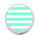 Horizontal Stripes - White and Aquamarine 4-Port USB Hub (Two Sides)