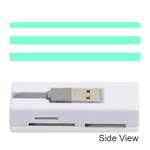 Horizontal Stripes - White and Aquamarine Memory Card Reader (Stick)