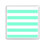 Horizontal Stripes - White and Aquamarine Memory Card Reader with Storage (Square)