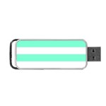 Horizontal Stripes - White and Aquamarine Portable USB Flash (One Side)
