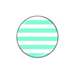 Horizontal Stripes - White and Aquamarine Hat Clip Ball Marker