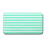 Horizontal Stripes - White and Aquamarine Medium Bar Mat