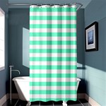 Horizontal Stripes - White and Aquamarine Shower Curtain 36  x 72  (Stall)