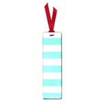 Horizontal Stripes - White and Aquamarine Small Book Mark