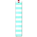 Horizontal Stripes - White and Aquamarine Large Book Mark