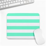 Horizontal Stripes - White and Aquamarine Small Mousepad