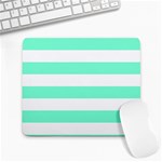 Horizontal Stripes - White and Aquamarine Large Mousepad