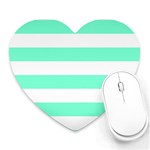 Horizontal Stripes - White and Aquamarine Heart Mousepad