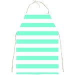 Horizontal Stripes - White and Aquamarine Full Print Apron