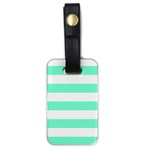 Horizontal Stripes - White and Aquamarine Luggage Tag (One Side)