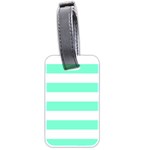 Horizontal Stripes - White and Aquamarine Luggage Tag (Two Sides)