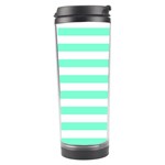 Horizontal Stripes - White and Aquamarine Travel Tumbler