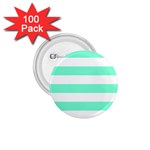 Horizontal Stripes - White and Aquamarine 1.75  Button (100 pack)