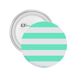 Horizontal Stripes - White and Aquamarine 2.25  Button