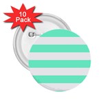 Horizontal Stripes - White and Aquamarine 2.25  Button (10 pack)