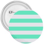 Horizontal Stripes - White and Aquamarine 3  Button