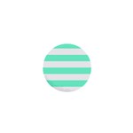Horizontal Stripes - White and Aquamarine 1  Mini Magnet