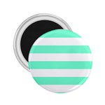 Horizontal Stripes - White and Aquamarine 2.25  Magnet