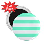 Horizontal Stripes - White and Aquamarine 2.25  Magnet (100 pack)