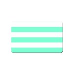 Horizontal Stripes - White and Aquamarine Magnet (Name Card)