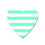 Horizontal Stripes - White and Aquamarine Magnet (Heart)
