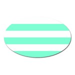 Horizontal Stripes - White and Aquamarine Magnet (Oval)