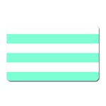 Horizontal Stripes - White and Aquamarine Magnet (Rectangular)