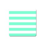 Horizontal Stripes - White and Aquamarine Magnet (Square)