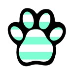 Horizontal Stripes - White and Aquamarine Magnet (Paw Print)