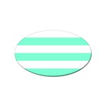 Horizontal Stripes - White and Aquamarine Sticker Oval (10 pack)
