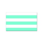 Horizontal Stripes - White and Aquamarine Sticker Rectangular (10 pack)