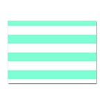 Horizontal Stripes - White and Aquamarine Sticker A4 (10 pack)