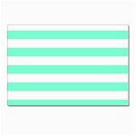 Horizontal Stripes - White and Aquamarine Postcard 4  x 6 