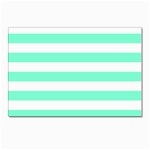 Horizontal Stripes - White and Aquamarine Postcard 5  x 7 