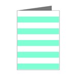 Horizontal Stripes - White and Aquamarine Mini Greeting Card