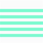 Horizontal Stripes - White and Aquamarine 5  x 7  Photo Cards