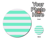Horizontal Stripes - White and Aquamarine Multi-purpose Cards (Round)