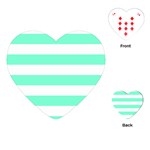 Horizontal Stripes - White and Aquamarine Playing Cards (Heart)