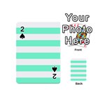 Horizontal Stripes - White and Aquamarine Playing Cards 54 (Mini)
