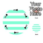 Horizontal Stripes - White and Aquamarine Playing Cards 54 (Round)