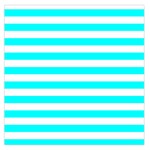 Horizontal Stripes - White and Aqua Cyan Large Satin Scarf (Square)