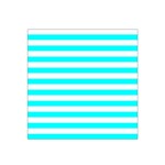 Horizontal Stripes - White and Aqua Cyan Satin Bandana Scarf