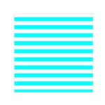 Horizontal Stripes - White and Aqua Cyan Small Satin Scarf  (Square)