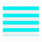 Horizontal Stripes - White and Aqua Cyan Small Glasses Cloth