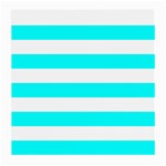Horizontal Stripes - White and Aqua Cyan Medium Glasses Cloth